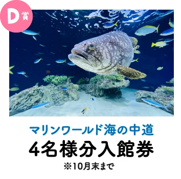 D賞　マリンワールド海の中道 4名様分入館券 ※10月末まで