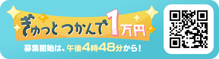 ぎゅっとつかんで1万円（募集開始は、午後4時48分から！）