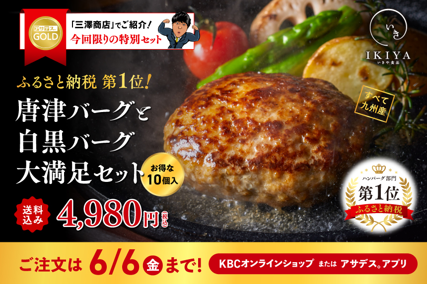 【三澤商店】いきや食品　唐津バーグと白黒バーグ大満足セット