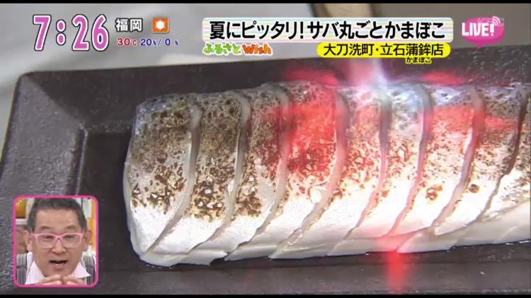 しめ鯖寿司のような風貌の「極鯖（一尾900円）」。ご飯の部分が米ではなく、蒲鉾になっている