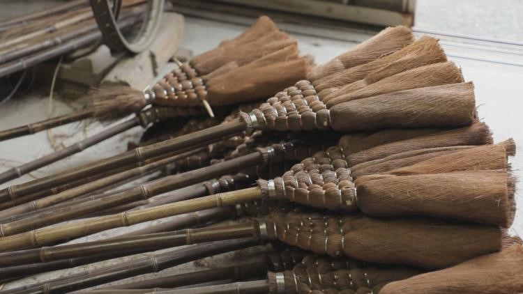 特選国産品) 棕櫚箒 まごころ 長柄 福岡浮羽 手づくり工房